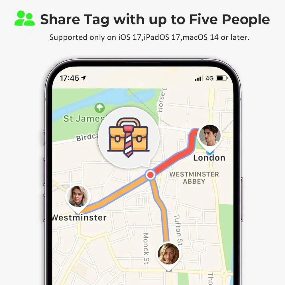 Air Tracker Tags 4 Pack Bluetooth Works with Apple Find My APP (iOS Only) Smart
